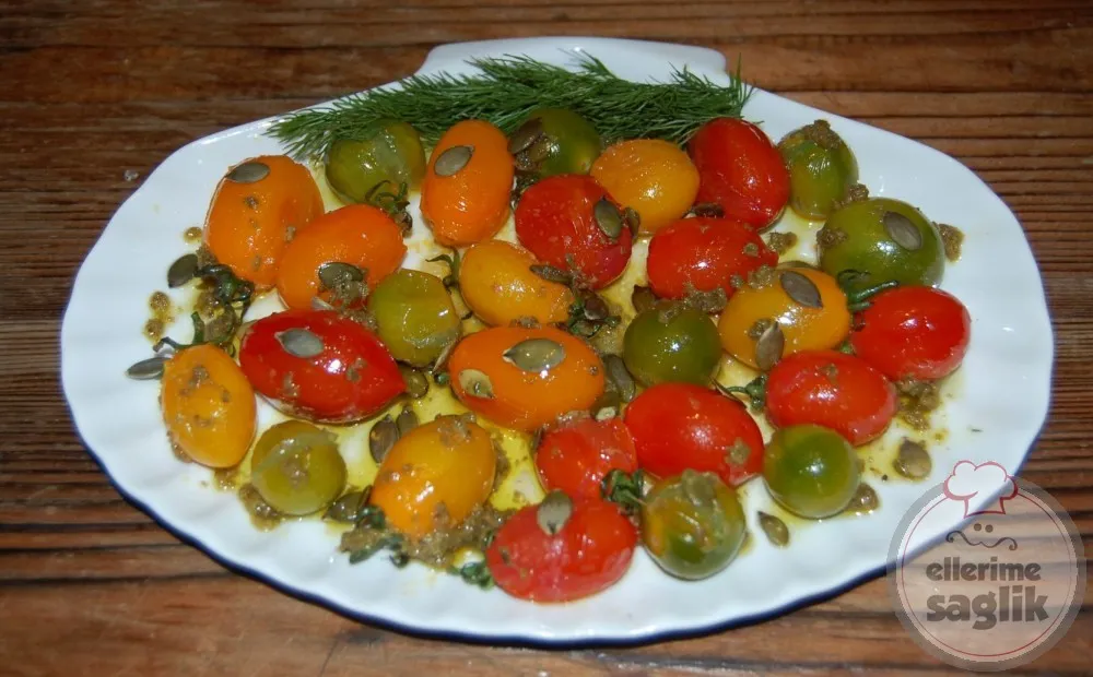 Pesto Sosunda Kabak Çekirdekli Domatesler
